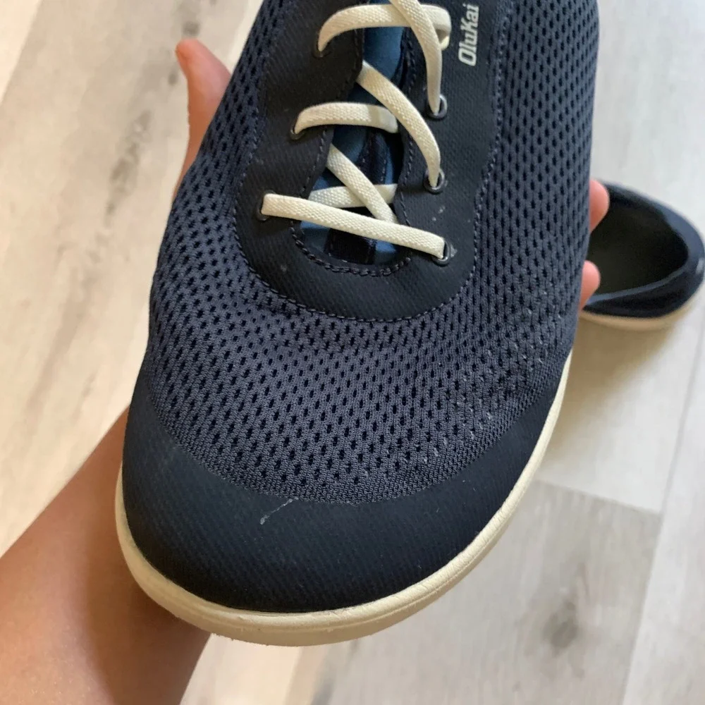 OluKai Moku Pae Mens 13 Navy Blue Mesh Boat Shoes Sneakers 10472-DE18